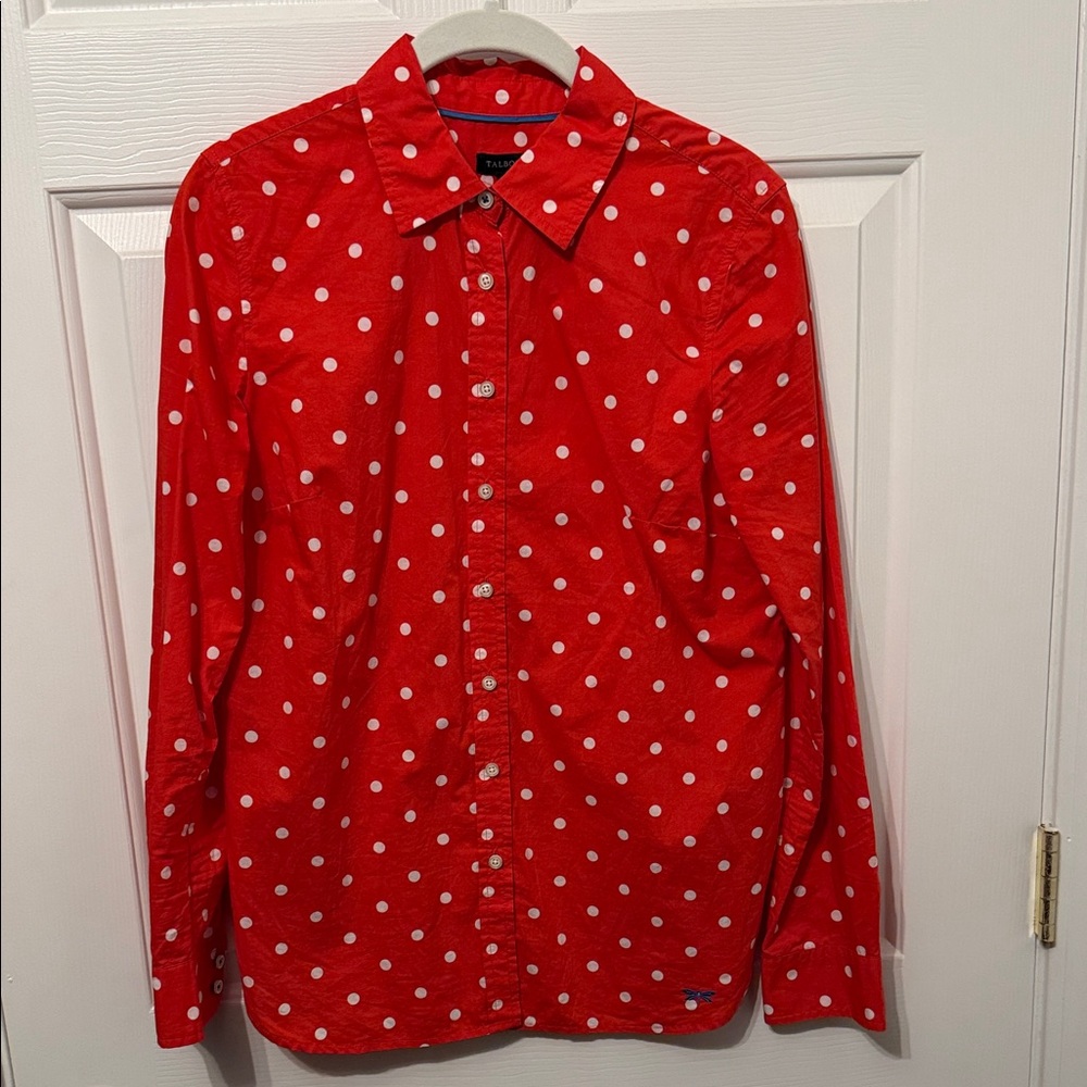 Talbots Red Polka Dot Button Down Shirt